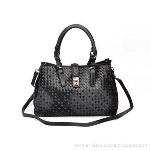 Adjustable Shoulder Two tone Handbags / Woven faux leather